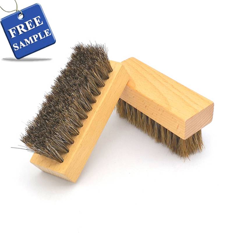 Wooden Handle Gentle Long Soft Leather Shoe Brush Horse Hair Shoe Brush For Suede Boots