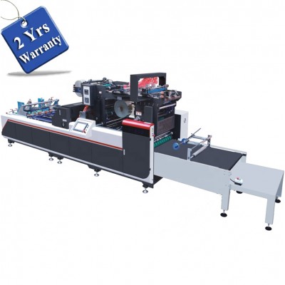 UTM800A CE approval certificate Automatic toy paper display box window patching gluing Machine with corner V cut and creasing